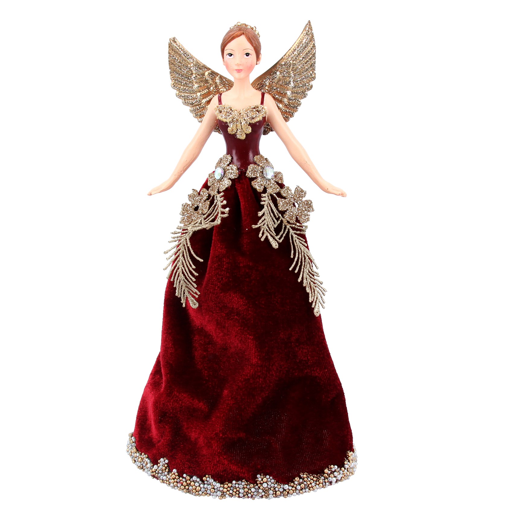 Christmas Burgundy Velvet Fairy Tree Topper by Gisela Graham Burgundy lux velvet fairy Christmas tree topper. By Gisela Graham. The perfect festive addition to your home.